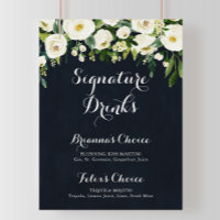 Grüne weiße Blütenblauer Unterschrift Getränke Unt