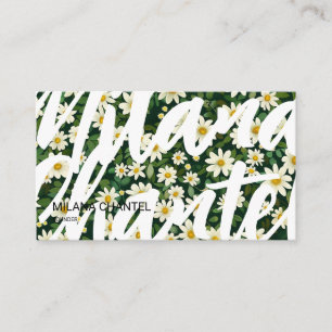 Grüne Weiße Daisy Moderne Boho Blume Florist Visitenkarte