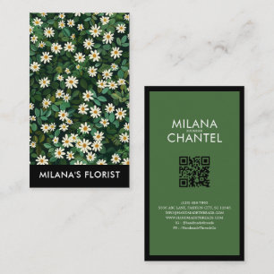 Grüne Weiße Daisy Moderne Boho Blume Florist Visitenkarte