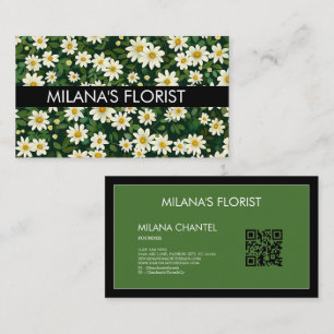 Grüne Weiße Daisy Moderne Boho Blume Florist  Visitenkarte