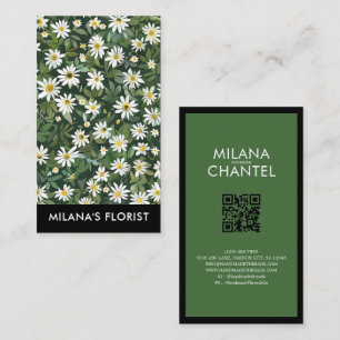 Grüne Weiße Daisy Moderne Boho Blume Florist Visitenkarte