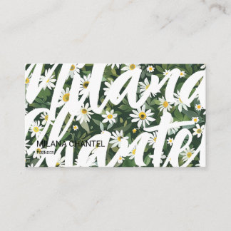 Grüne Weiße Daisy Moderne Boho Blume Florist Visitenkarte
