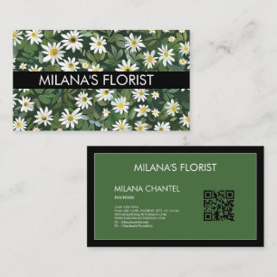 Grüne Weiße Daisy Moderne Boho Blume Florist  Visitenkarte