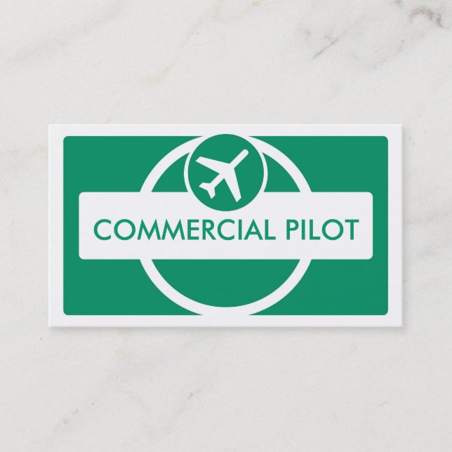 Grüne weiße, einfache, benutzerdefinierte Pilot-Vi Visitenkarte (Vorderseite)