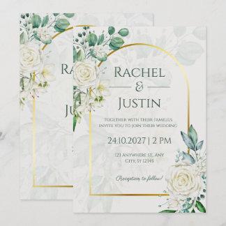 Grüne Weiße Elegante Hochzeitseinladung Einladung