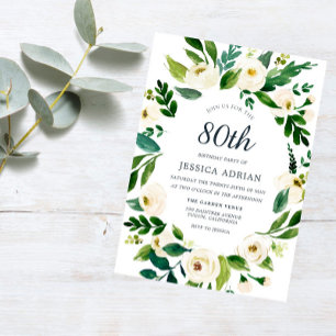 Grüne Weiße Flora 80. Geburtstagsparty Einladung