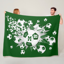 grüne weiße Fußballbälle Stars Mädchen benennen Fleecedecke