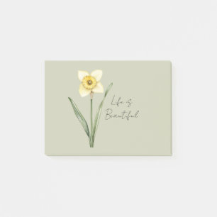 Grüne Weiße Gelbe Narzissenblume Post-it Klebezettel