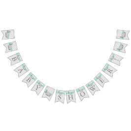 Grüne, weiße graue Babydusche Wimpelkette