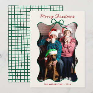 Grüne weiße Hand gezeichnet Wavy Frame Weihnachten
