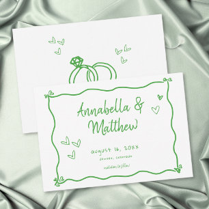 Grüne Weiße Handgezeichnete Herz Whimsical Hochzei Save The Date