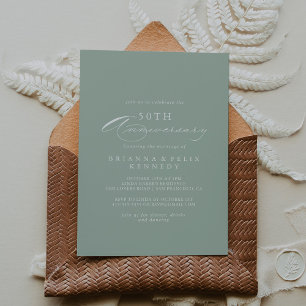 Grüne weiße Kalligraphie 50. Hochzeitstag Einladung