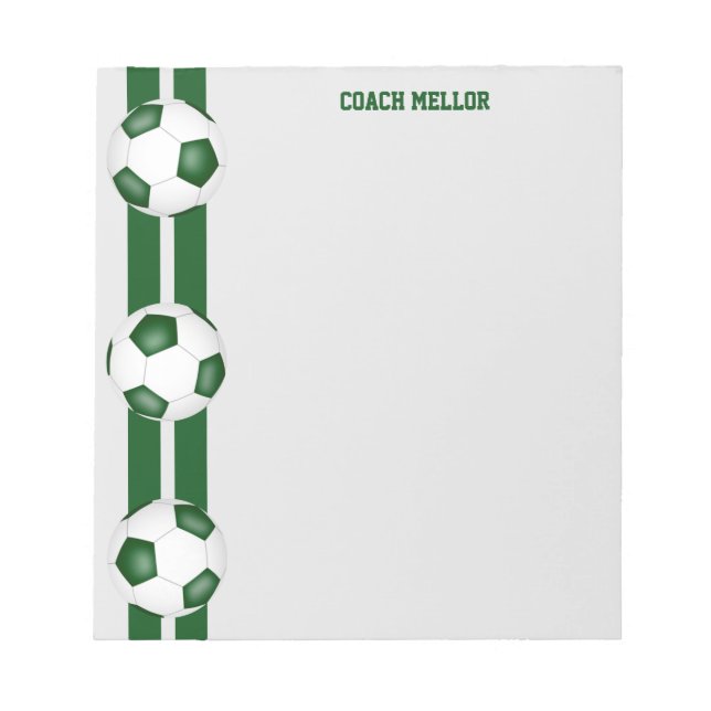 Grüne weiße Mannschaft Farben Fußball-Coach Custom Notizblock (Vorderseite)
