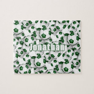 Grüne weiße Mannschaft färbt Jungs Fußball Puzzle