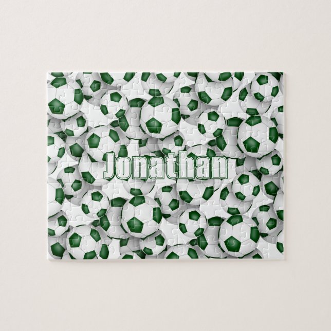 Grüne weiße Mannschaft färbt Jungs Fußball Puzzle (Horizontal)