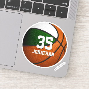 Grüne weiße Mannschaftsfarben Basketballspielgesch Aufkleber