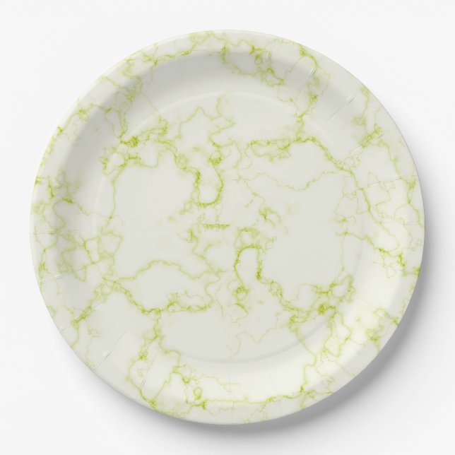 Grüne weiße Marmor-Papierplatten Pappteller (Vorderseite)