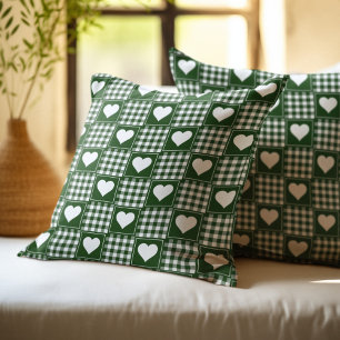 Grüne weiße Patchwork-Herzen-Muster Kissen