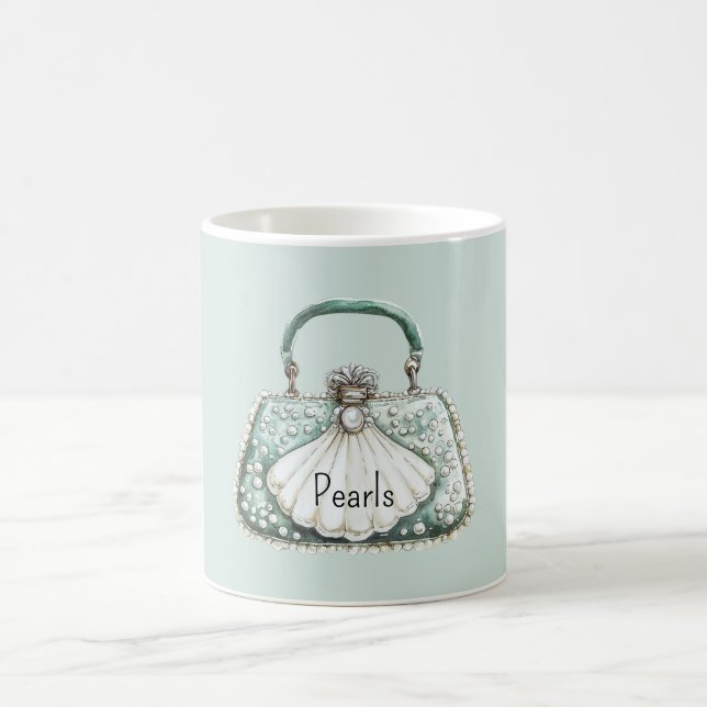 Grüne Weiße Perlen Tasche Kaffeetasse (Mittel)
