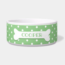 Grüne weiße Polka Dog Knochen Tiere Name Hund