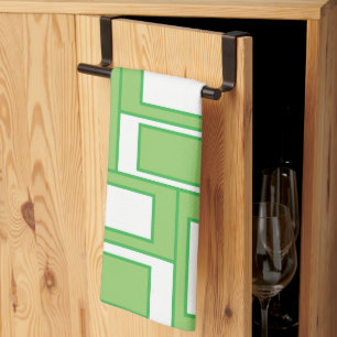 Grüne weiße Rechtecke Geometrisch Geschirrtuch
