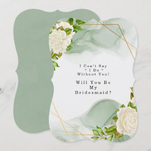 Grüne weiße Rosen werden meine Bridesmaid sein Einladung