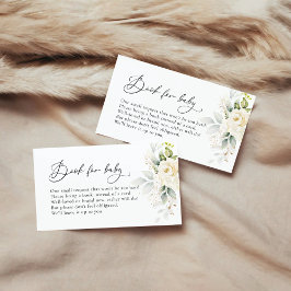 Grüne, weiße Rosenbücher für die Babyverpackungska Begleitkarte