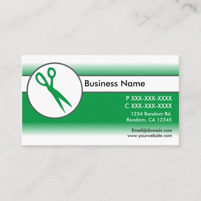 Grüne weiße Schere Visitenkarten Visitenkarte (Vorderseite)