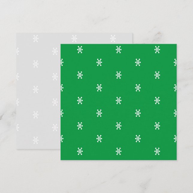 Grüne weiße Schneeflocken, grau Weihnachten Einladung (Vorne/Hinten)