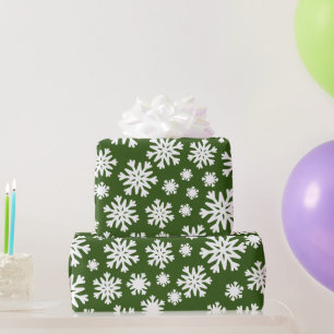 Grüne weiße Schneeflocken Weihnachten Ferien Geschenkpapier