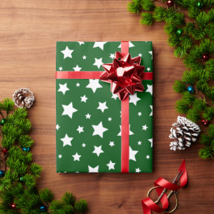 Grüne weiße Sterne Weihnachten Geschenkpapier