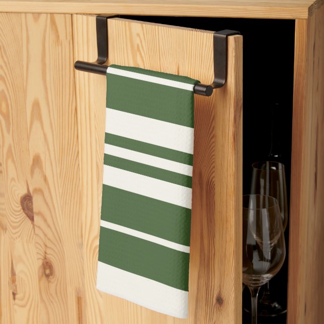 Grüne weiße Streifen Geschirrtuch (Drittel gefaltet)