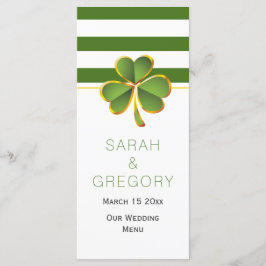Grüne weiße Streifen Klee Irish Hochzeitskarte Menükarte