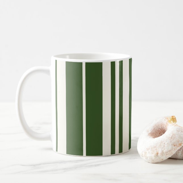 Grüne weiße Streifen Küste Kaffeetasse (Mit Donut)