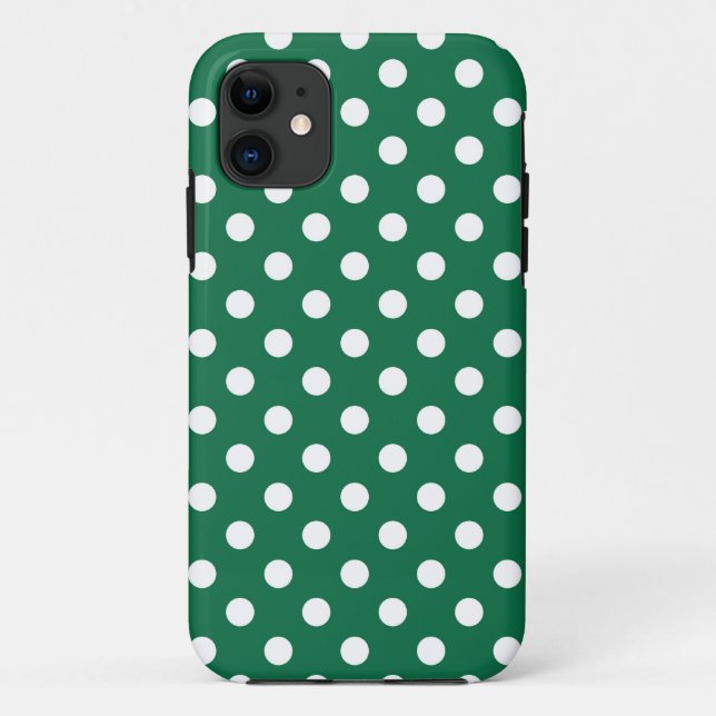grüne, weiße und grüne Polka-Punkte Case-Mate iPhone Hülle (Rückseite)