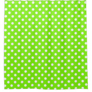 grüne, weiße und grüne Polka-Punkte Duschvorhang