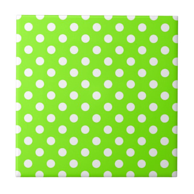 grüne, weiße und grüne Polka-Punkte Fliese (Vorderseite)