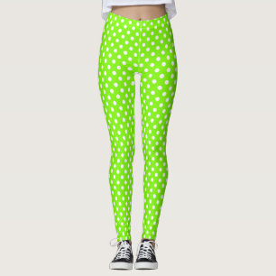 grüne, weiße und grüne Polka-Punkte Leggings