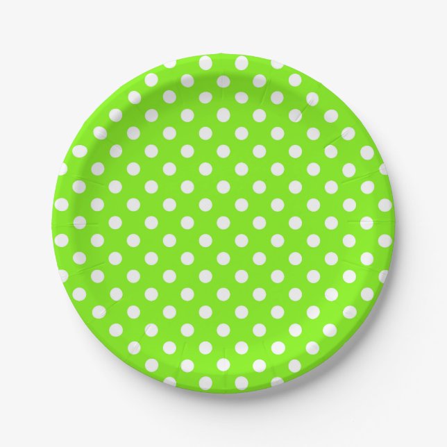 grüne, weiße und grüne Polka-Punkte Pappteller (Vorderseite)