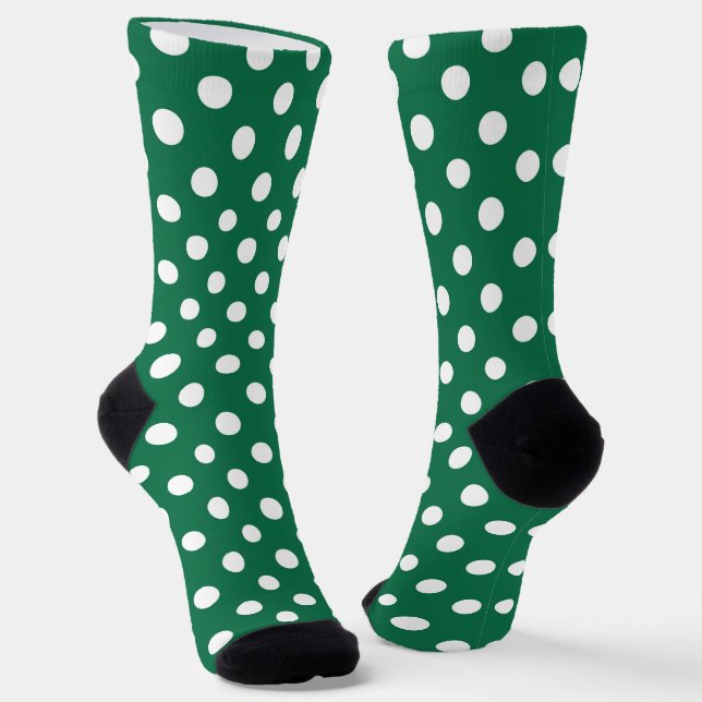 grüne, weiße und grüne Polka-Punkte Socken (Gewinkelt)