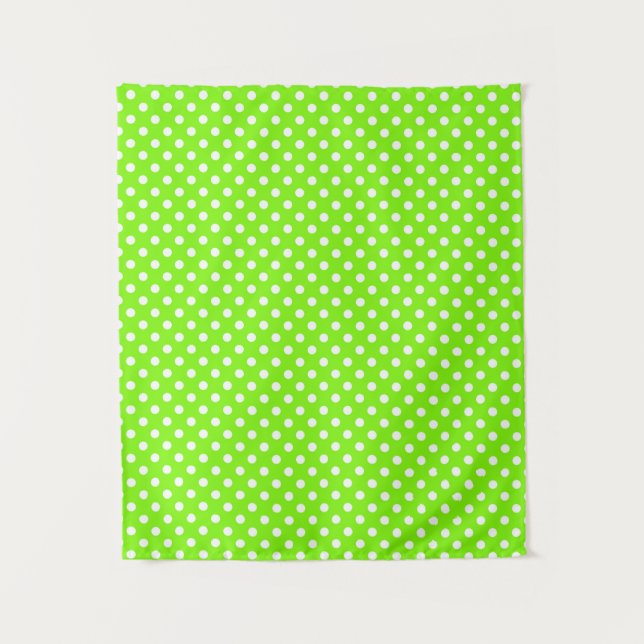 grüne, weiße und grüne Polka-Punkte Wandteppich (Vorderseite)