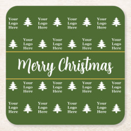 Grüne weiße Weihnachtsbaumen für Ihr Logo Rechteckiger Pappuntersetzer