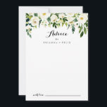 Grüne Weißer Herbst Blumenkalligrafie Hochzeit Hinweiskarte<br><div class="desc">Diese weiße,  im Herbst blumenkalligraphische Hochzeitsratenkarte ist perfekt für eine rustikale Hochzeit. Das Design besticht durch elegante,  weiße,  Aquarellbäume mit grünem Blattwerk. Diese Karten sind ideal für Hochzeiten,  Brautparty,  Babydusche,  Graduiertenfest u.v.m. Personalisieren Sie die Karten mit den Namen der Braut und Bräutigam,  den Eltern,  die Sie werden oder Absolvent.</div>