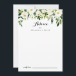 Grüne Weißer Herbst Blumenkalligrafie Hochzeit Hinweiskarte<br><div class="desc">Diese weiße,  im Herbst blumenkalligraphische Hochzeitsratenkarte ist perfekt für eine rustikale Hochzeit. Das Design besticht durch elegante,  weiße,  Aquarellbäume mit grünem Blattwerk. Diese Karten sind ideal für Hochzeiten,  Brautparty,  Babydusche,  Graduiertenfest u.v.m. Personalisieren Sie die Karten mit den Namen der Braut und Bräutigam,  den Eltern,  die Sie werden oder Absolvent.</div>