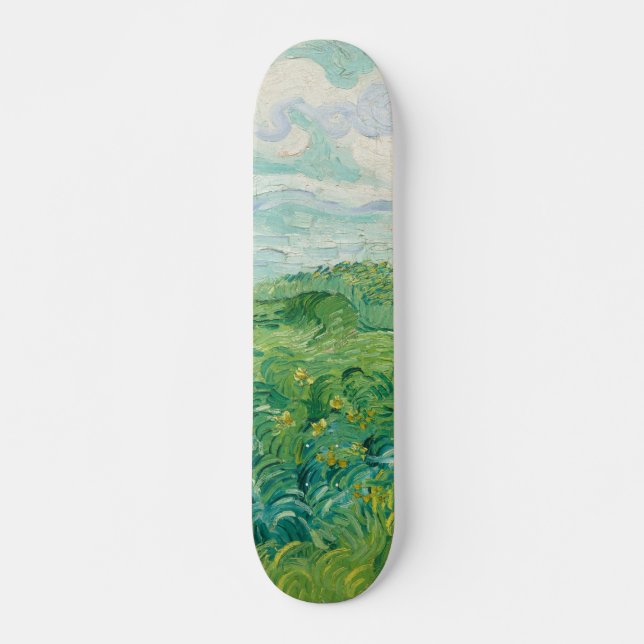 Grüne Weizen-Feld-Landschaftskunst Van Gogh Skateboard (Vorne)