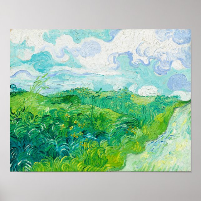 Grüne Weizenfelder, Auvers, 1890 von van Gogh Poster (Vorne)