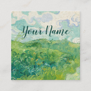 Grüne Weizenfelder Van Gogh Vintage Kunst Quadratische Visitenkarte