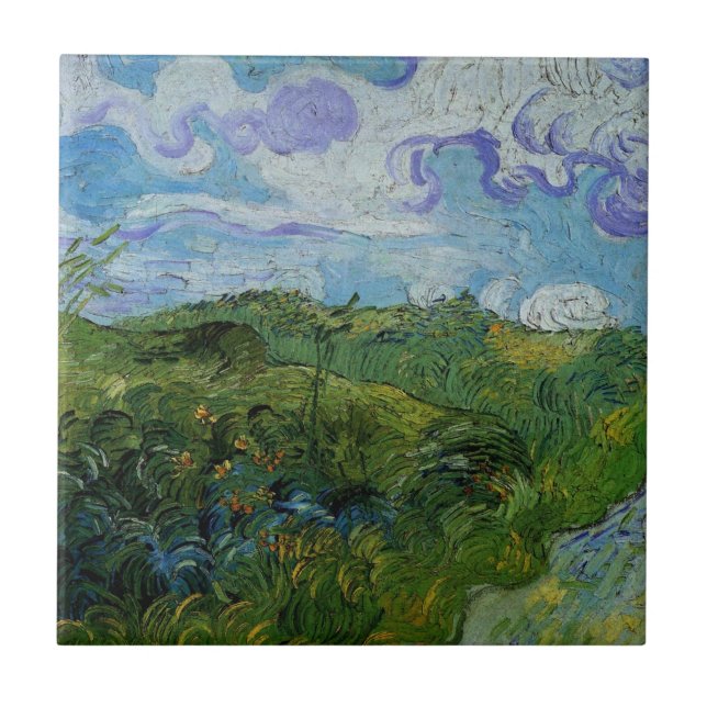 Grüne Weizenfelder von Vincent van Gogh Fliese (Vorderseite)
