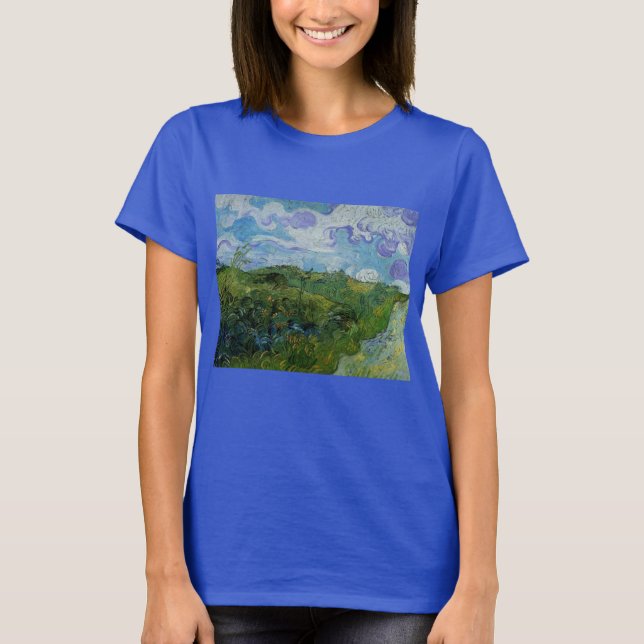 Grüne Weizenfelder von Vincent van Gogh T-Shirt (Vorderseite)