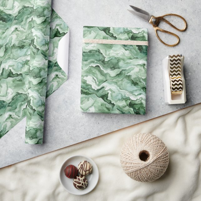 Grüne Welle Abstrakter Geburtstag Geschenkpapier (Kunsthandwerk)